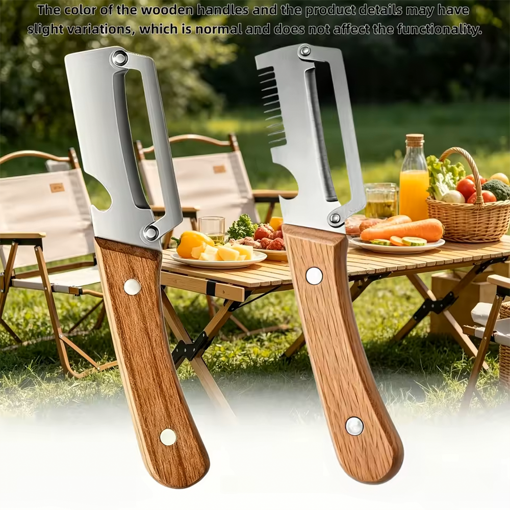 Multi-Functional Stainless Steel Peeler with Wooden Handle, Durable Smooth Kitchen Gadget for Fruits and Vegetables Peeling Slic