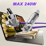 240W 4-in-1 Fast Charging Cable Multi-Functional Soft Silicone USB Data Cable for iPhone Xiaomi Samsung iPad Laptop