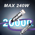 240W 4-in-1 Fast Charging Cable Multi-Functional Soft Silicone USB Data Cable for iPhone Xiaomi Samsung iPad Laptop