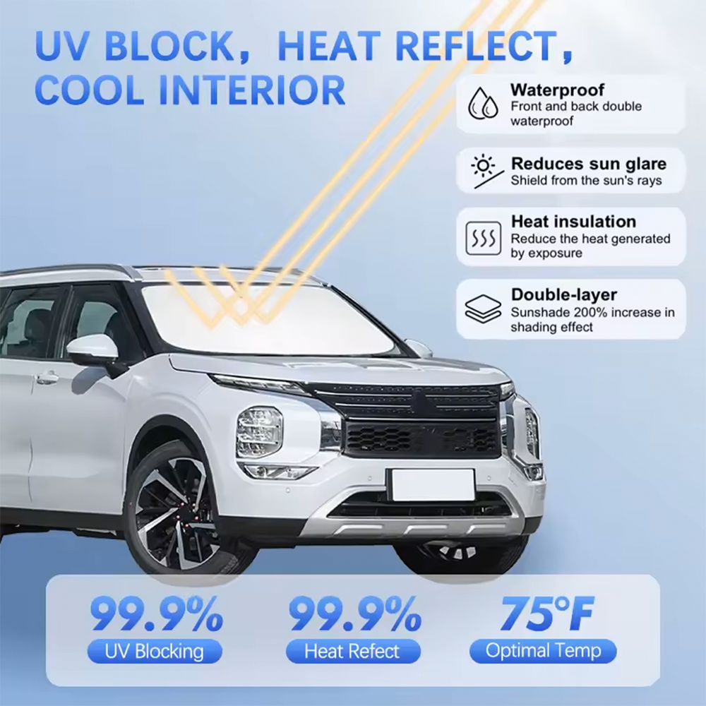 Car Windshield Sun Shade For Mitsubishi Outlander EX Pajero Sunshade Sun Visor Protector Blocks UV Rays Summer Car Accessories