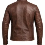 Men’s Genuine Sheepskin Leather Motorcycle Jacket Vintage Cafe Racer Biker Black