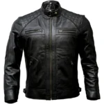 Men’s Genuine Lambskin Leather Motorcycle Jacket Café Racer Biker Black Brown