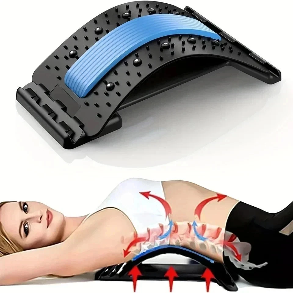 Lower Back Lumbar Spine Stretcher Posture Support Massager Back Relief Device